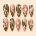 3D Pink Blossom Olive Press On Nails — image 1