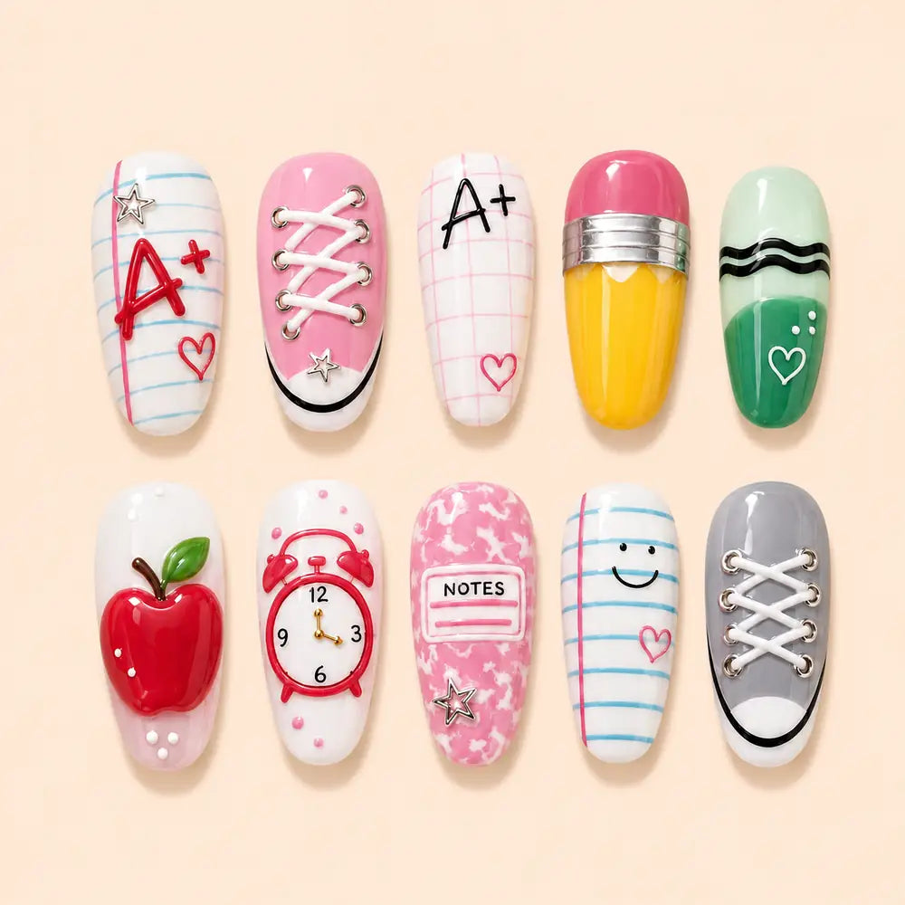 A+ School Supplies 3D Press On Nails — image 1