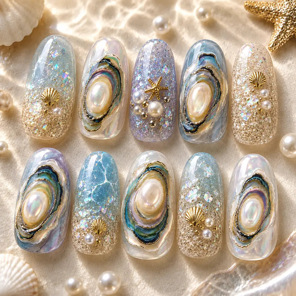 Abalone Pearl Coastal Press On Nails
