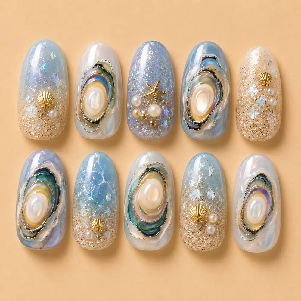 Abalone Pearl Coastal Press On Nails
