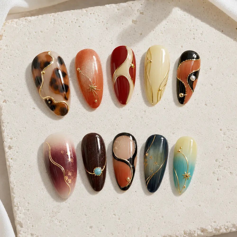 Abstract Starburst Ombre Y2K Press On Nails — image 2