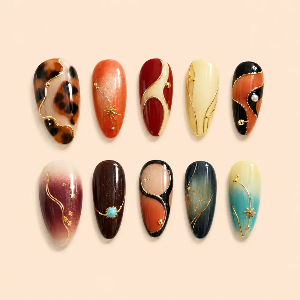 Abstract Starburst Ombre Y2K Press On Nails — image 1