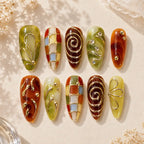 Amber Garden Mosaic 3D Press On Nails — image 2