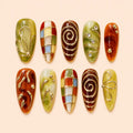 Amber Garden Mosaic 3D Press On Nails — image 1