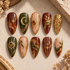 Amber Moon and Sun 3D Celestial Press On Nails — image 2