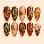 Amber Moon and Sun 3D Celestial Press On Nails — image 1