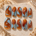 Amber Orbit Celestial Glitter Press On Nails — image 2