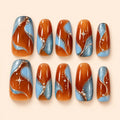 Amber Orbit Celestial Glitter Press On Nails — image 1