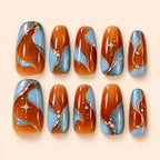 Amber Orbit Celestial Glitter Press On Nails — image 1