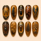 Amber Skull, Bat & Spider 3D Halloween Press On Nails — image 1