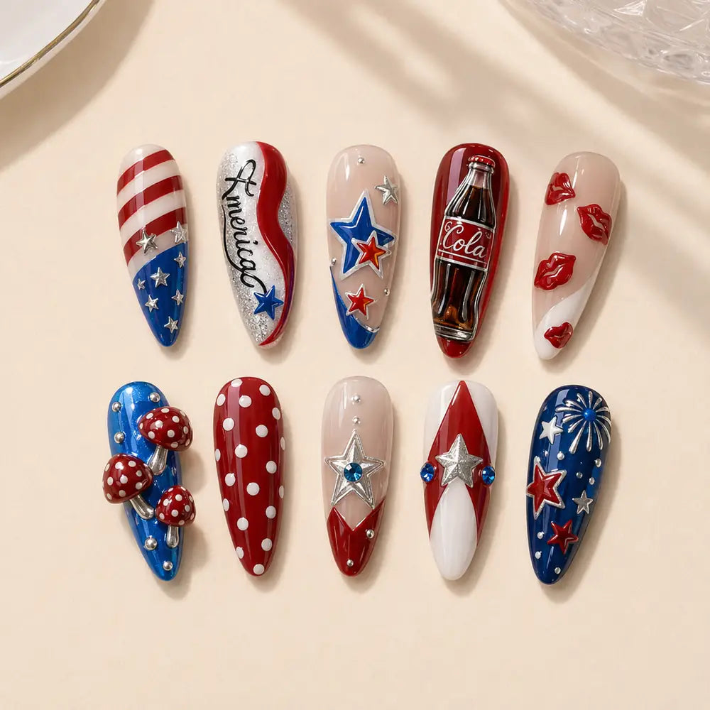 Americana Pop Art 3D Press On Nails — image 2