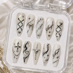 Angelic Cross & Rhinestone Lattice Press On Nails — image 2