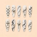 Angelic Cross & Rhinestone Lattice Press On Nails — image 1