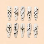 Angelic Cross & Rhinestone Lattice Press On Nails — image 1