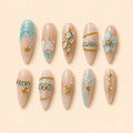 Aqua Tide 3D Shell & Starfish Press On Nails — image 1