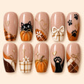 Autumn Cat & Pumpkin 3D Press On Nails — image 1
