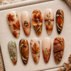 Autumn Harvest Pumpkin & Maple Leaf 3D Press On Nails — image 2