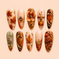 Autumn Harvest Pumpkin & Maple Leaf 3D Press On Nails — image 1