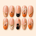 Autumn Pumpkin & Black Cat 3D Press On Nails — image 1