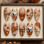 Autumn Pumpkin Cartoon Dog 3D Bow Press On Nails — image 2