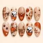 Autumn Pumpkin Cartoon Dog 3D Bow Press On Nails — image 1