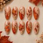 Autumn Pumpkin & Maple Leaf 3D Press On Nails — image 2
