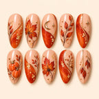 Autumn Pumpkin & Maple Leaf 3D Press On Nails — image 1
