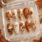 Autumn Pumpkin & Plaid 3D Press On Nails — image 2