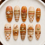Autumn Pumpkin Plaid Thanksgiving Press On Nails — image 2