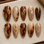 Autumn Tortoiseshell Leaf 3D Press On Nails — image 2