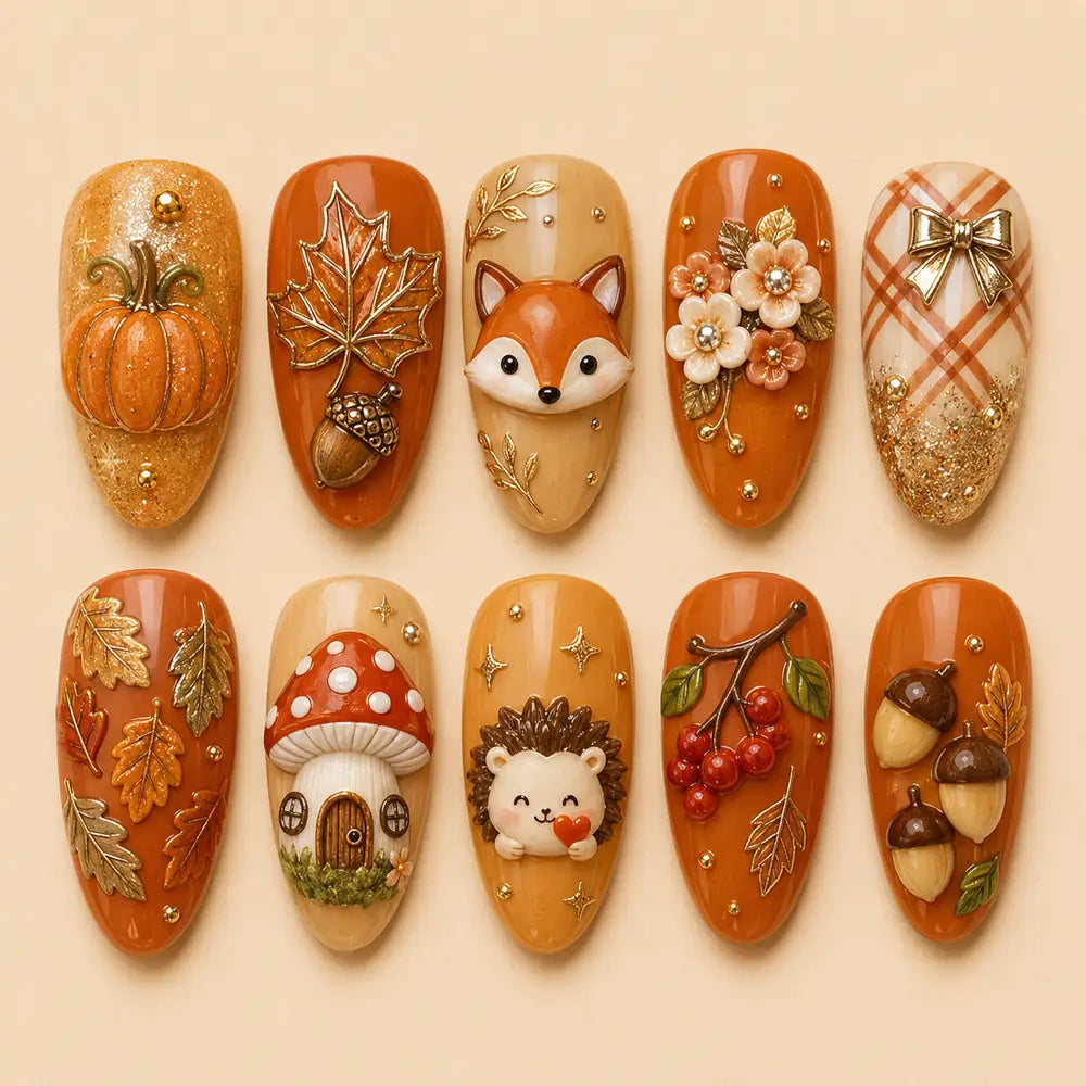 Autumn Woodland Charm Press On Nails — image 2
