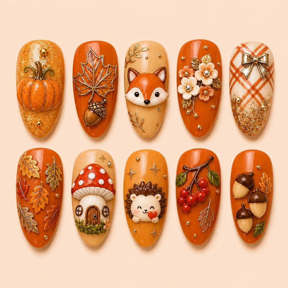 Autumn Woodland Charm Press On Nails — image 1