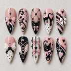 Black Cat Corset Bow 3D Press On Nails — image 2