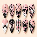 Black Cat Corset Bow 3D Press On Nails — image 1