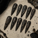 Black Gold Spiderweb Rhinestone Press On Nails — image 2