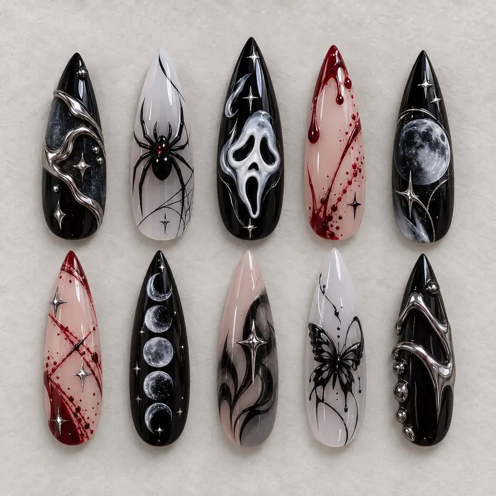 Blood Moon Ghost Spider Halloween Press On Nails — image 2