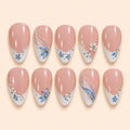 Blue Blossom French Tip Press On Nails — image 1