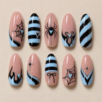 Blue Heart Spiderweb Halloween Press On Nails — image 2