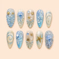 Blue Jellyfish & Seashell 3D Press On Nails — image 1