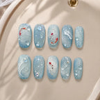Blue Koi Pond Glitter Press On Nails — image 2