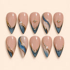 Blue Starburst French Tip Press On Nails — image 1