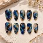 Blue Tide Gold Vein Marble Press On Nails — image 2