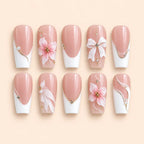 Blush Blossom Bow French Tip Press On Nails — image 1