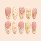 Blush Bow & Pearl Coquette Press On Nails — image 1