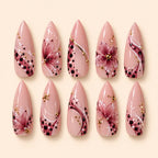Blush Burgundy 3D Floral Press On Nails — image 1