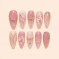 Blush Crystal Blossom 3D Press On Nails — image 1