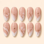 Blush Floral Bow Glitter Press On Nails — image 1