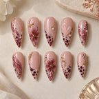 Blush Floral Butterfly 3D Stiletto Press On Nails — image 2