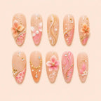 Blush Garden Butterfly 3D Floral Press On Nails — image 1
