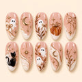 Blush Ghost and Black Cat Halloween 3D Press On Nails — image 1